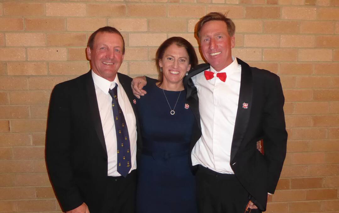 Honoured: New Walcha Rugby Club life members Barry Hoy, Rachel Laurie and Andrew Crawford. Photo Jenny Hoy.